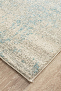 Aurora Glacier White Blue Transitional Runner Rug